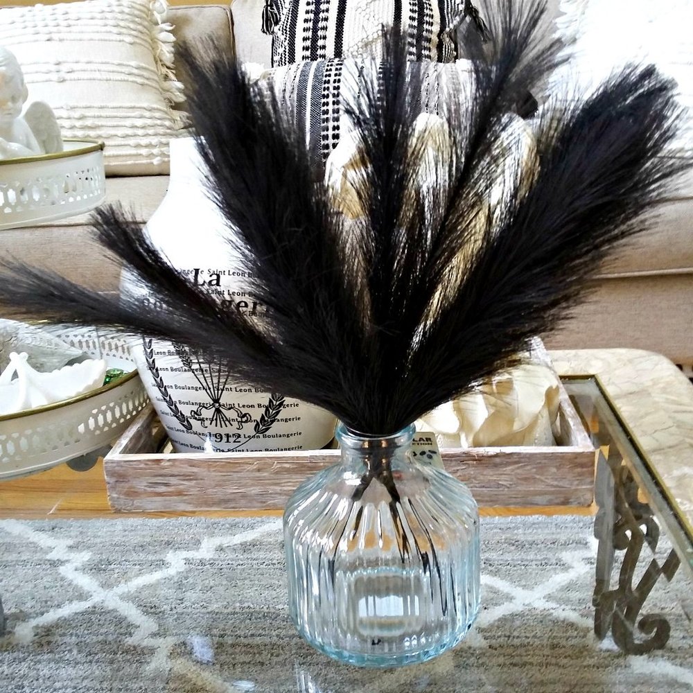 NEW! BLACK Pampas FLORAL DECOR Arrangement MINIMALIST